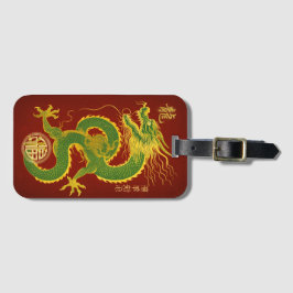 Emerald Green und Gold Lucky Lunar Dragon Gepäckanhänger