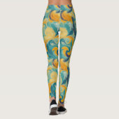 Emerald Green und Gold Paisley Inspiriert Abstrakt Leggings (Rückseite)