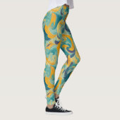 Emerald Green und Gold Paisley Inspiriert Abstrakt Leggings (Rechts)