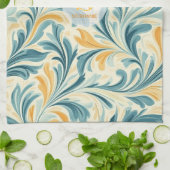 Emerald Green und Gold Paisley Leaf Muster Geschirrtuch (Gefaltet)