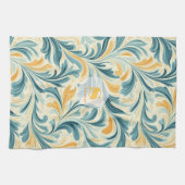Emerald Green und Gold Paisley Leaf Muster Geschirrtuch (Horizontal)