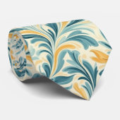 Emerald Green und Gold Paisley Leaf Muster Krawatte (Gerollt)