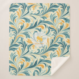 Emerald Green und Gold Paisley Leaf Muster Sherpadecke