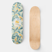 Emerald Green und Gold Paisley Leaf Muster Skateboard (Vorderseite)