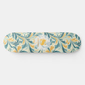 Emerald Green und Gold Paisley Leaf Muster Skateboard (Horizontal)