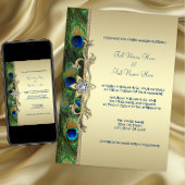 Emerald Green und Gold Peacock Wedding Einladung