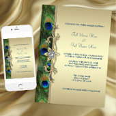 Emerald Green und Gold Peacock Wedding Einladung
