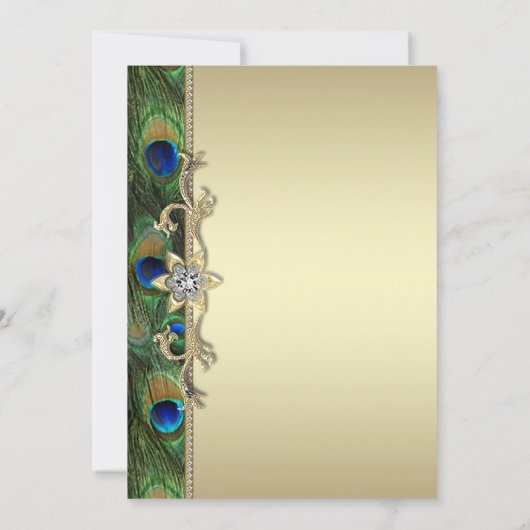 Emerald Green und Gold Peacock Wedding Einladung (Rückseite)