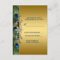 Emerald Green und Gold Peacock Wedding RSVP