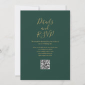 Emerald Green und Gold QR Code Hochzeit im Herbst Einladung (Rückseite)