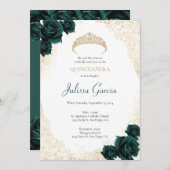 Emerald Green und Gold Quinceanera Einladung (Vorne/Hinten)