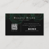 Emerald Green und Gold Rose Business Card Visitenkarte (Rückseite)