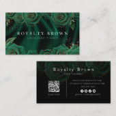 Emerald Green und Gold Rose Business Card Visitenkarte (Vorne/Hinten)