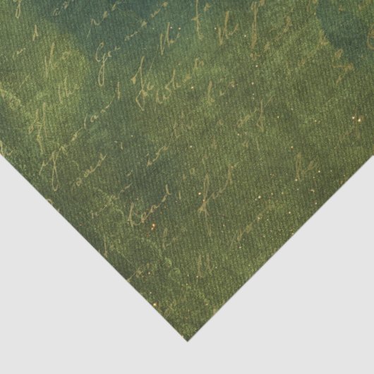 Emerald Green und Gold Script Seidenpapier (Detail)