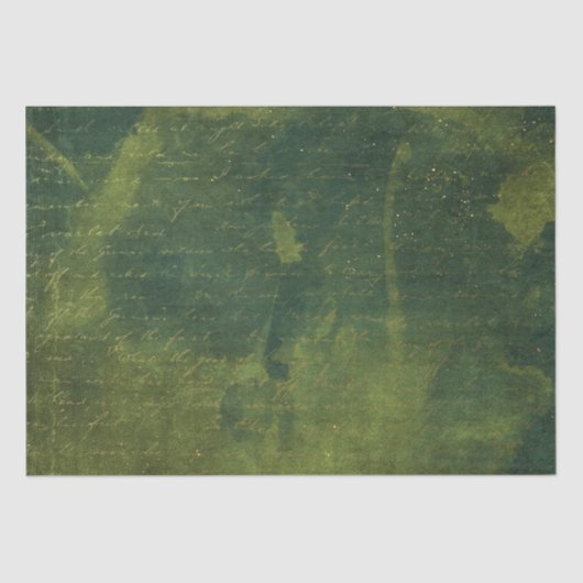 Emerald Green und Gold Script Seidenpapier (Vorderseite)