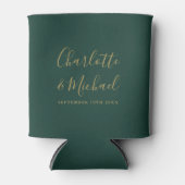 Emerald Green und Gold Script Wedding Dosenkühler (Vorderseite)