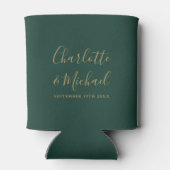 Emerald Green und Gold Script Wedding Dosenkühler (Rückseite)