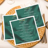 Emerald Green und Gold Script Wedding Fun Fakten Serviette