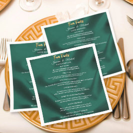 Emerald Green und Gold Script Wedding Fun Fakten Serviette