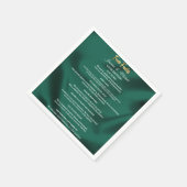 Emerald Green und Gold Script Wedding Fun Fakten Serviette (Ecke)