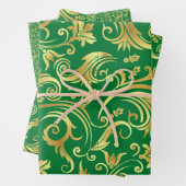 Emerald Green und Gold Scrollworks Geschenkpapier Set (Beispiel)