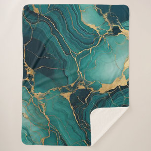 Emerald Green und Gold Sherpa Blanket Bliss Sherpadecke