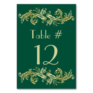 Emerald Green und Gold Tone Wedding Tischnummer