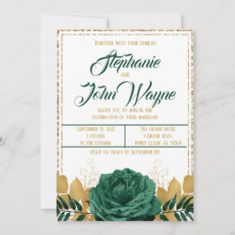 Emerald Green und Gold Wedding Einladung
