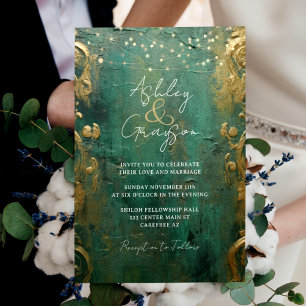 Emerald Green und Gold Wedding Einladung