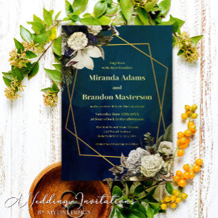 Emerald Green und Gold Wedding Folieneinladung
