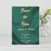 Emerald Green und Gold Wedding Minimalistisches El Save The Date (Stehend Vorderseite)