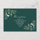 Emerald Green und Gold Wedding Reception Card Begleitkarte (Vorderseite)
