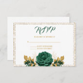 Emerald Green und Gold Wedding RSVP Karte (Vorne/Hinten)