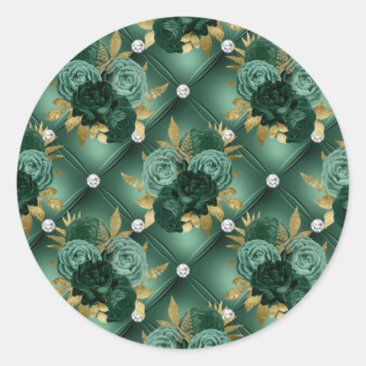 Emerald Green und Gold Wedding Runder Aufkleber (Vorderseite)