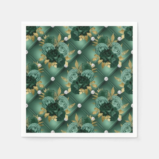 Emerald Green und Gold Wedding Serviette (Vorderseite)