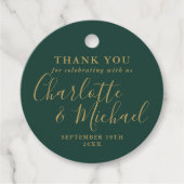 Emerald Green und Gold Wedding Vielen Dank Geschenkanhänger (Vorderseite)