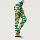 Emerald Green und Gold Zebra/Tiger Striping Legier Leggings (Rechts)