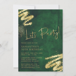 Emerald Green und Gold zum Geburtstag Einladung