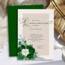 Emerald Green und Ivory Rose Elegante Quinceanera
