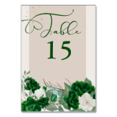 Emerald Green und Ivory Rose Elegantes Flora Tischnummer (Vorderseite)