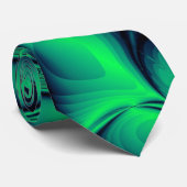 Emerald Green und Palatinate Blue Abstrakt Marble Krawatte (Gerollt)