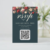 Emerald Green und Red Tulip Wedding RSVP Karte (Stehend Vorderseite)