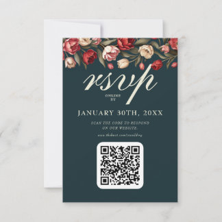 Emerald Green und Red Tulip Wedding RSVP Karte