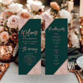 Emerald Green und Rose Gold Glitzer Wedding Programm