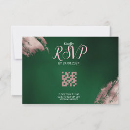 Emerald Green und Rose Gold QR Code RSVP Card
