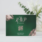 Emerald Green und Rose Gold QR Code RSVP Card Karte (Stehend Vorderseite)