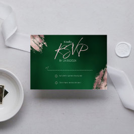 Emerald Green und Rose Gold RSVP Card