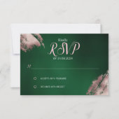 Emerald Green und Rose Gold RSVP Card (Vorderseite)