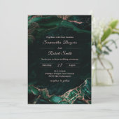 Emerald Green und Rose Gold Wedding Einladung (Stehend Vorderseite)