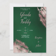Emerald Green und Rose Gold Wedding Einladung